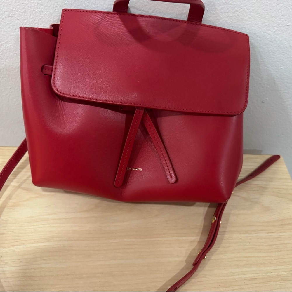 Mansur Gavriel Red Leather Women's Top-Handle Purse - Picture 2 of 7